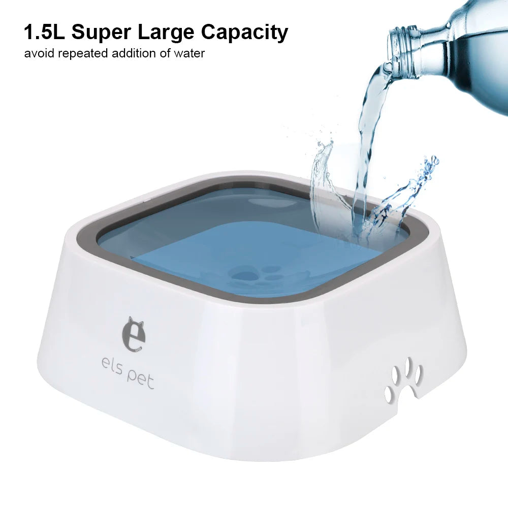 Anti-Overflow 1.5L Cat Dog Water Bowl